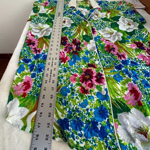 Vintage Victorias Secret Gold Label Floral Satin Pajama Top M/L Button-Up New - Picture 7 of 7
